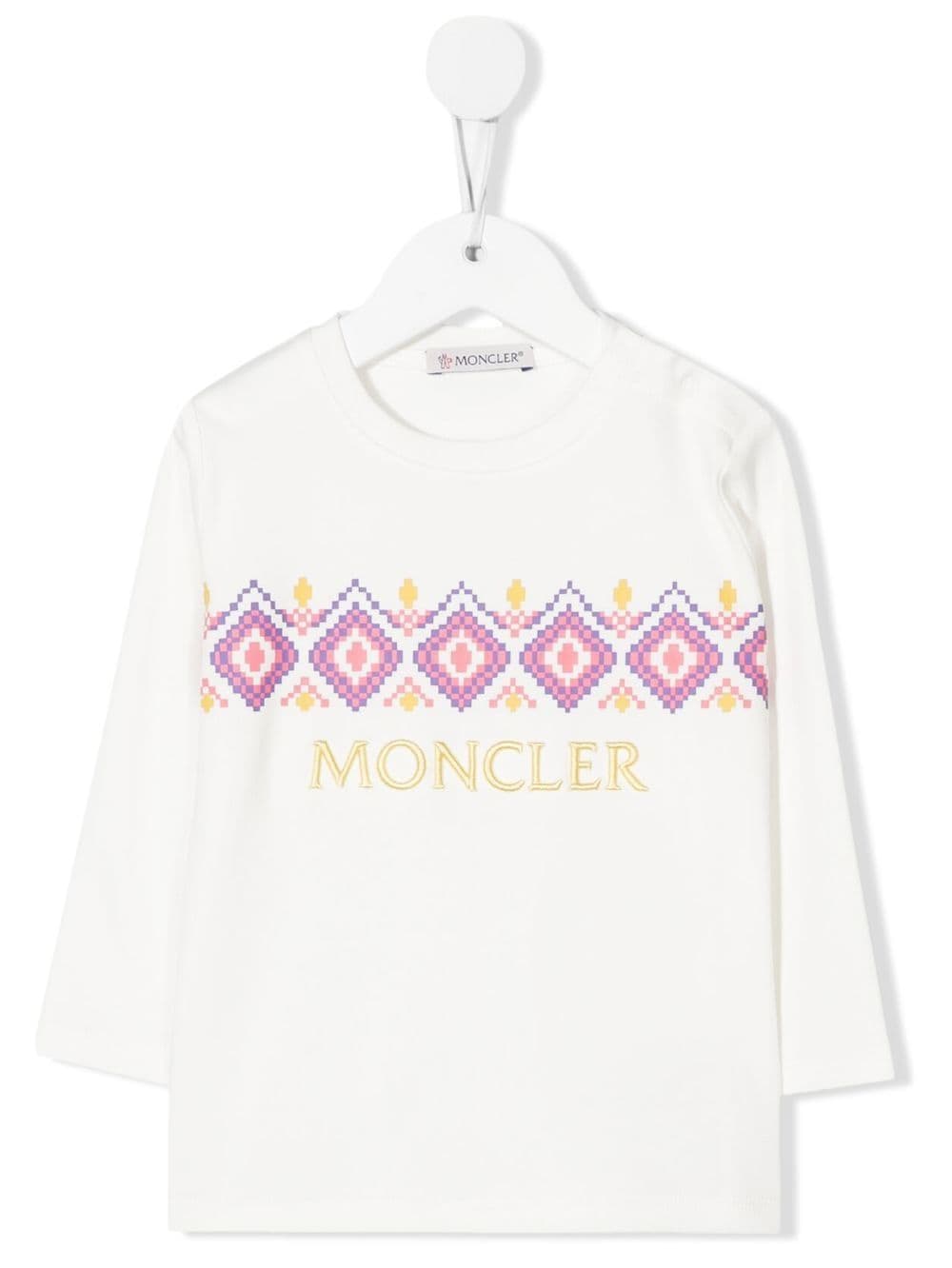 Moncler Enfant fair isle-print logo-embroidered T-shirt - White von Moncler Enfant