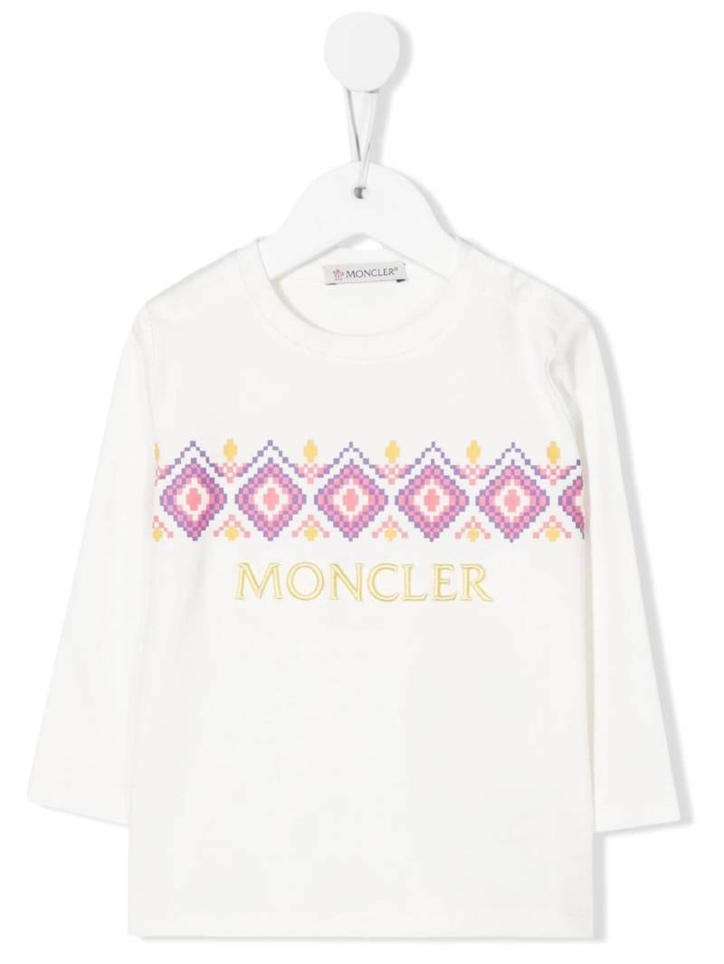 Moncler Enfant fair isle-print logo-embroidered T-shirt - White von Moncler Enfant