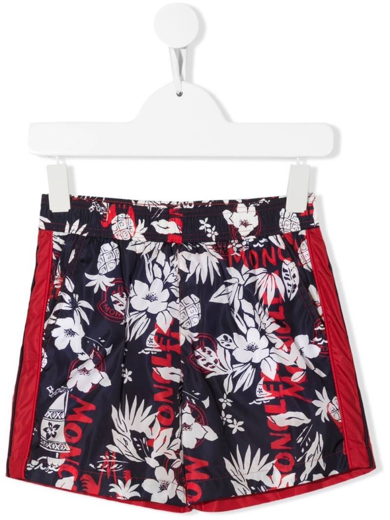 Moncler Enfant floral-print swim shorts - Blue von Moncler Enfant