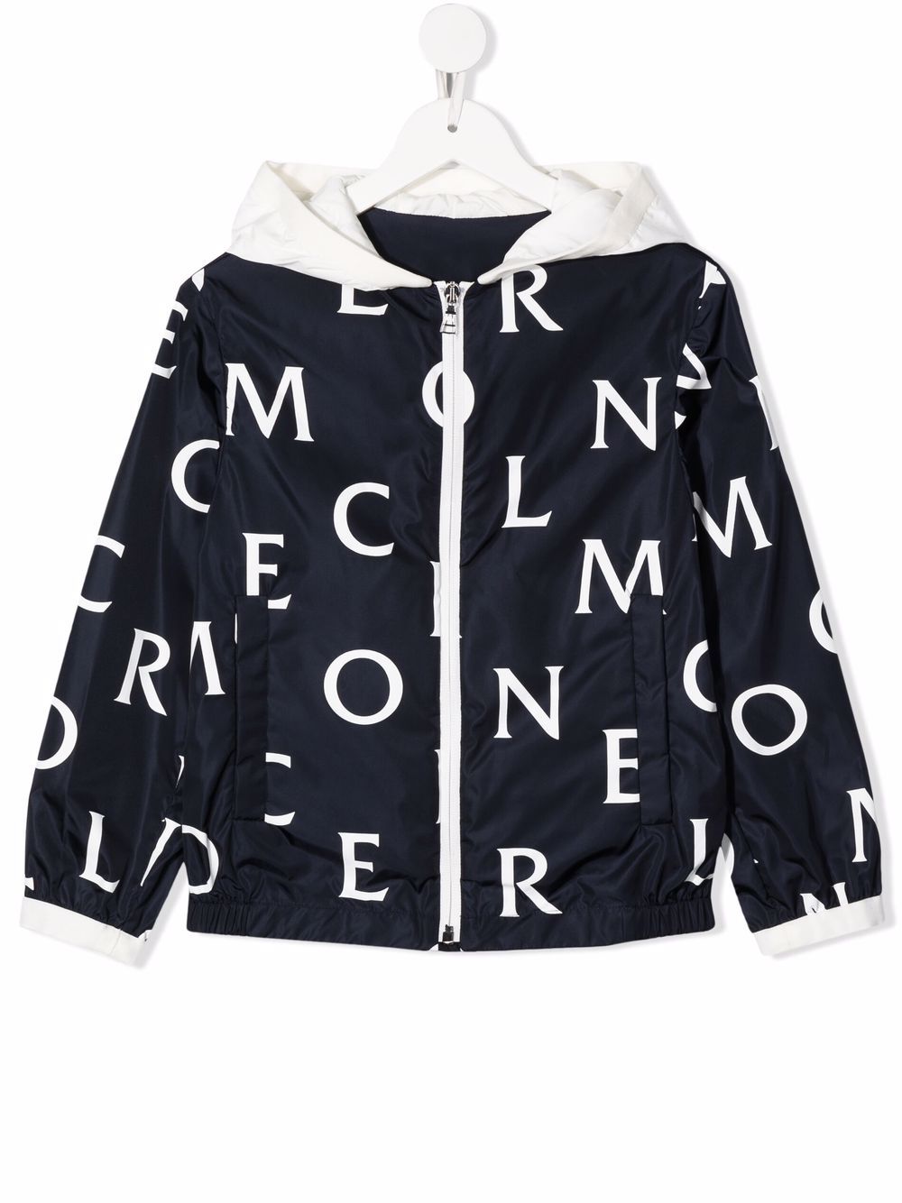 Moncler Enfant hooded logo-print jacket - Blue von Moncler Enfant