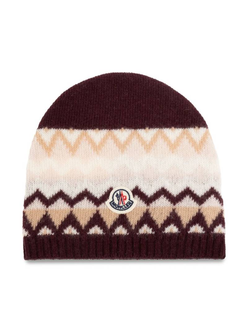 Moncler Enfant intarsia-knit logo-appliqué beanie - Brown von Moncler Enfant