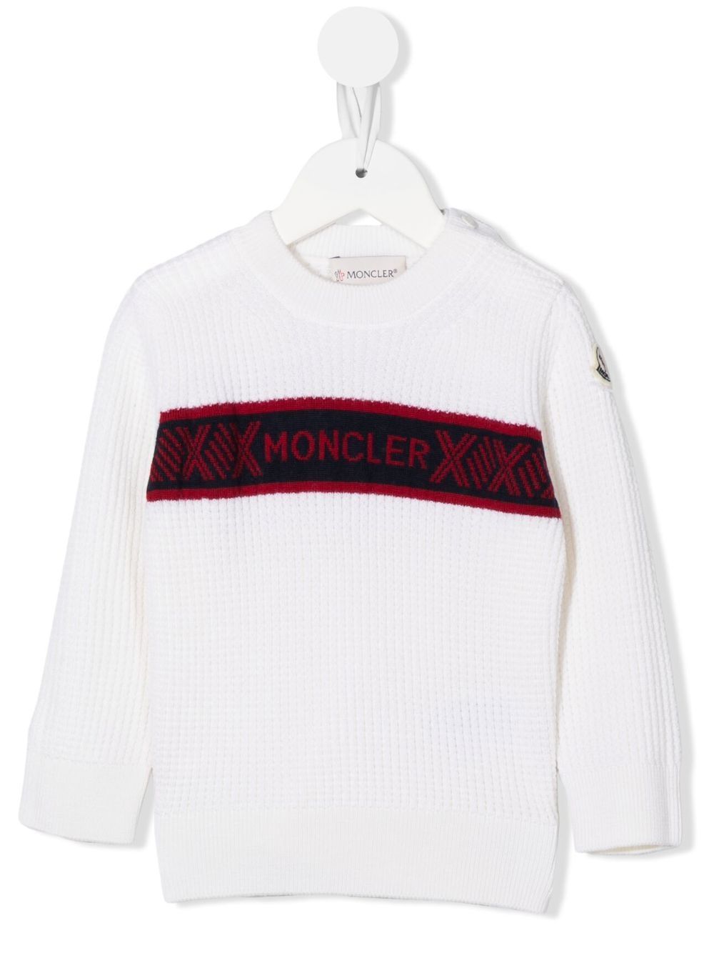 Moncler Enfant intarsia-knit logo virgin wool jumper - White von Moncler Enfant