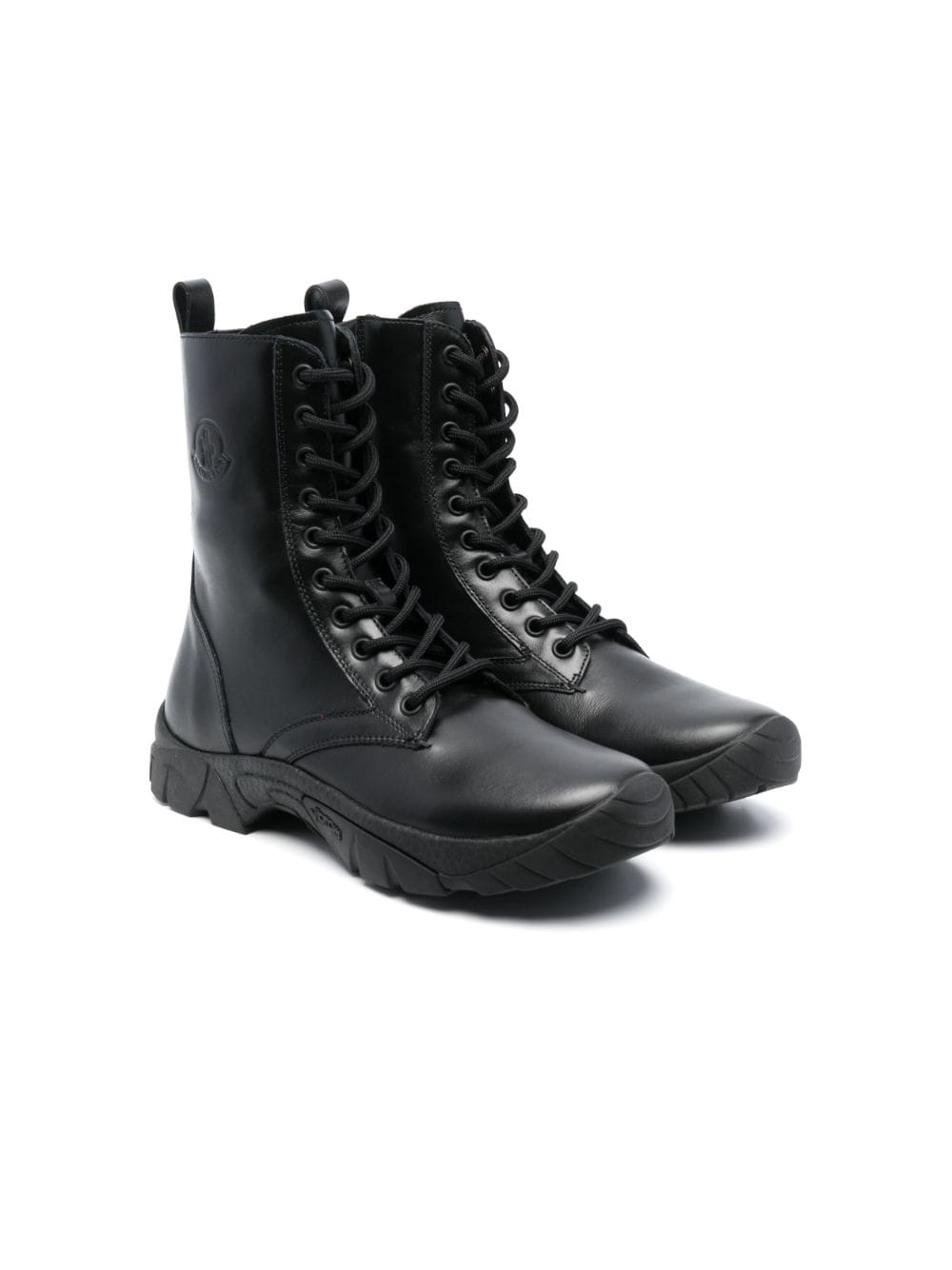 Moncler Enfant lace-up leather boots - Black von Moncler Enfant