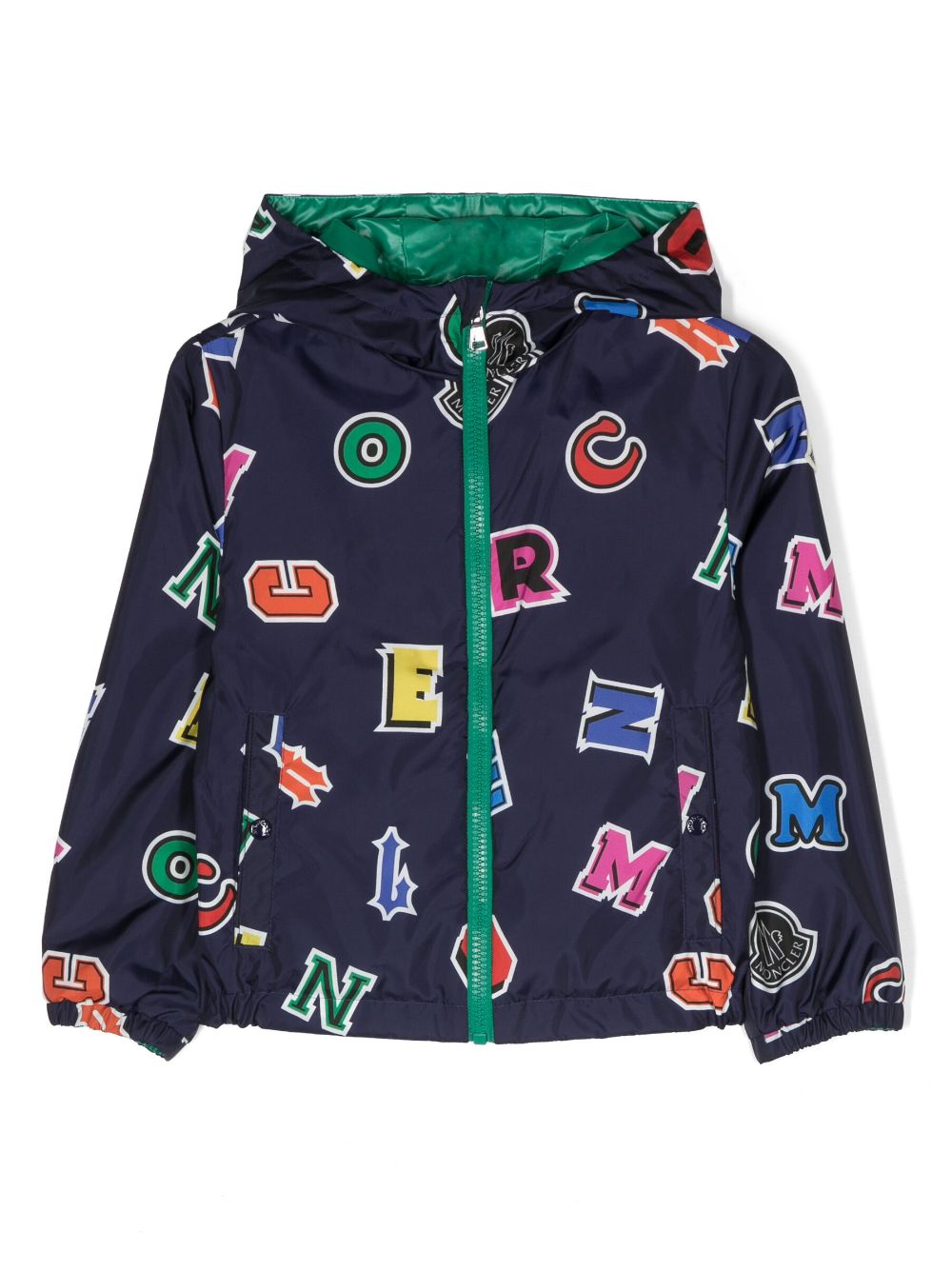 Moncler Enfant letters padded hooded jacket - Blue von Moncler Enfant