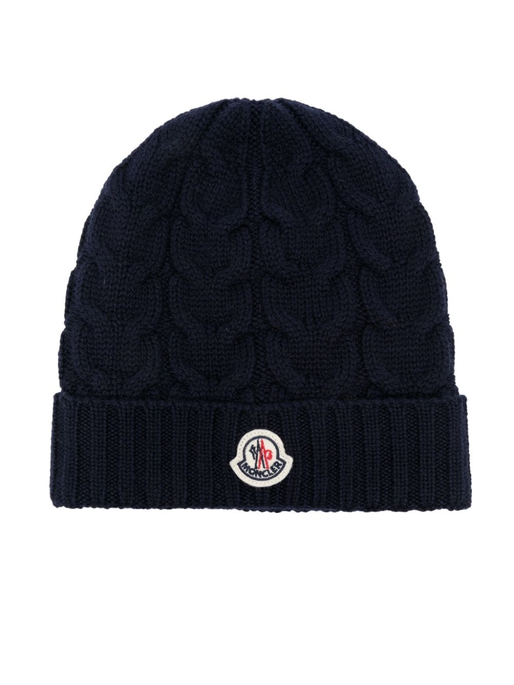 Moncler Enfant logo-appliqué cable-knit beanie - Blue von Moncler Enfant