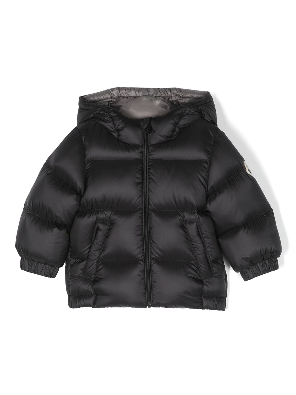 Moncler Enfant logo-appliqué hooded padded jacket - Black von Moncler Enfant