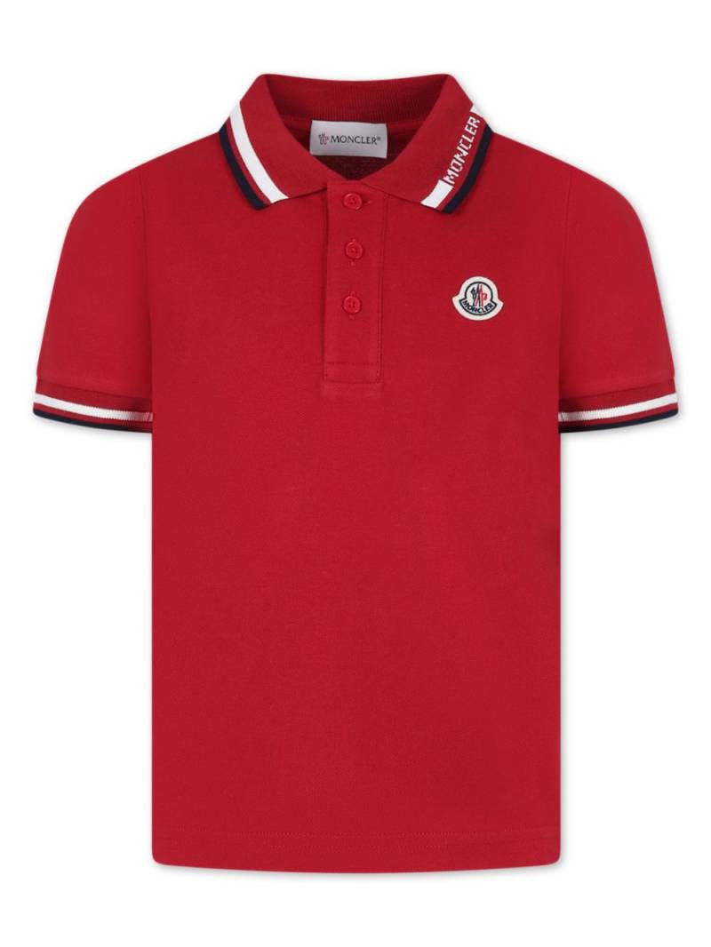 Moncler Enfant logo-appliqué polo shirt - Red von Moncler Enfant