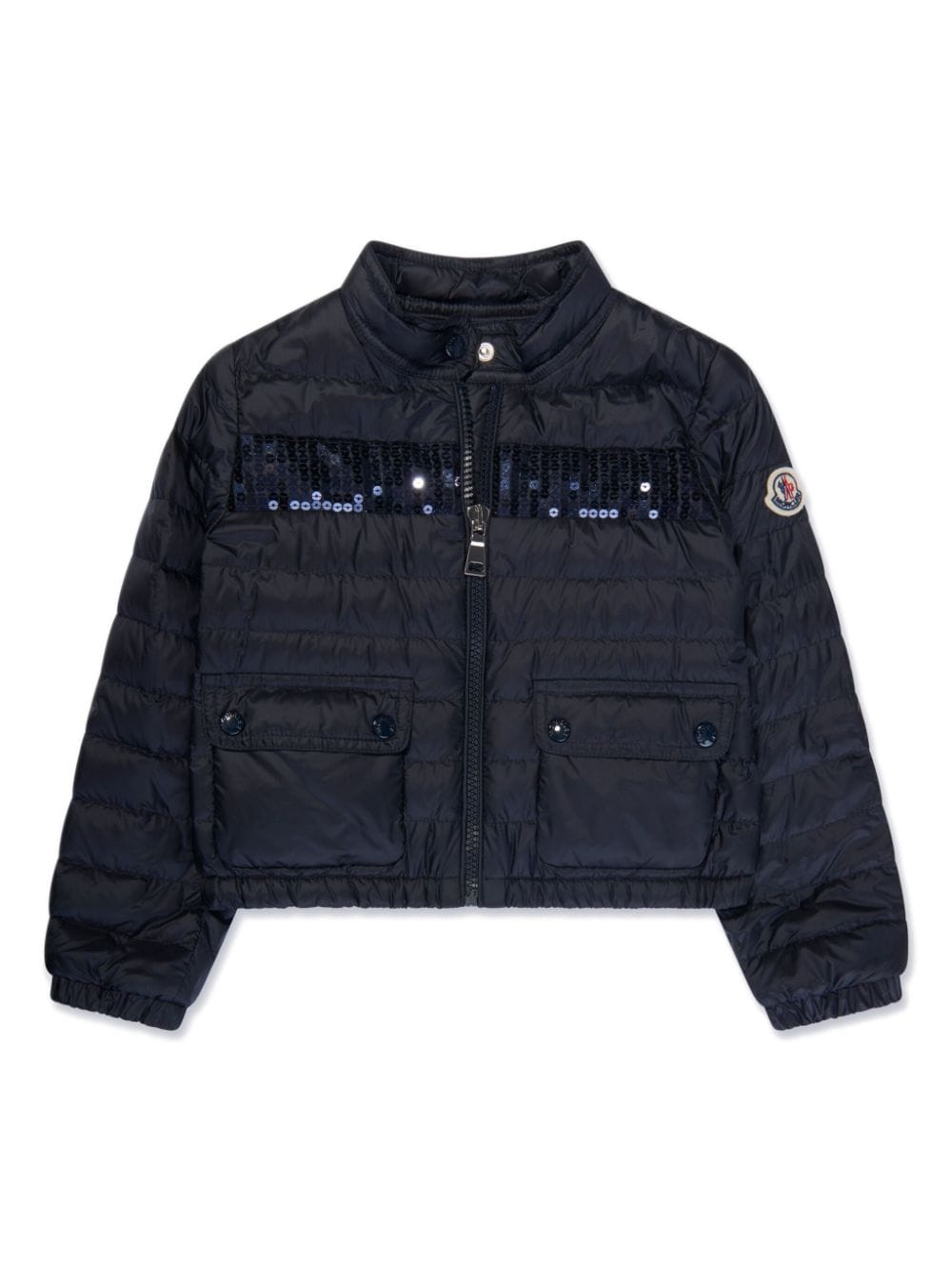 Moncler Enfant logo-appliqué sequin padded jacket - Blue von Moncler Enfant