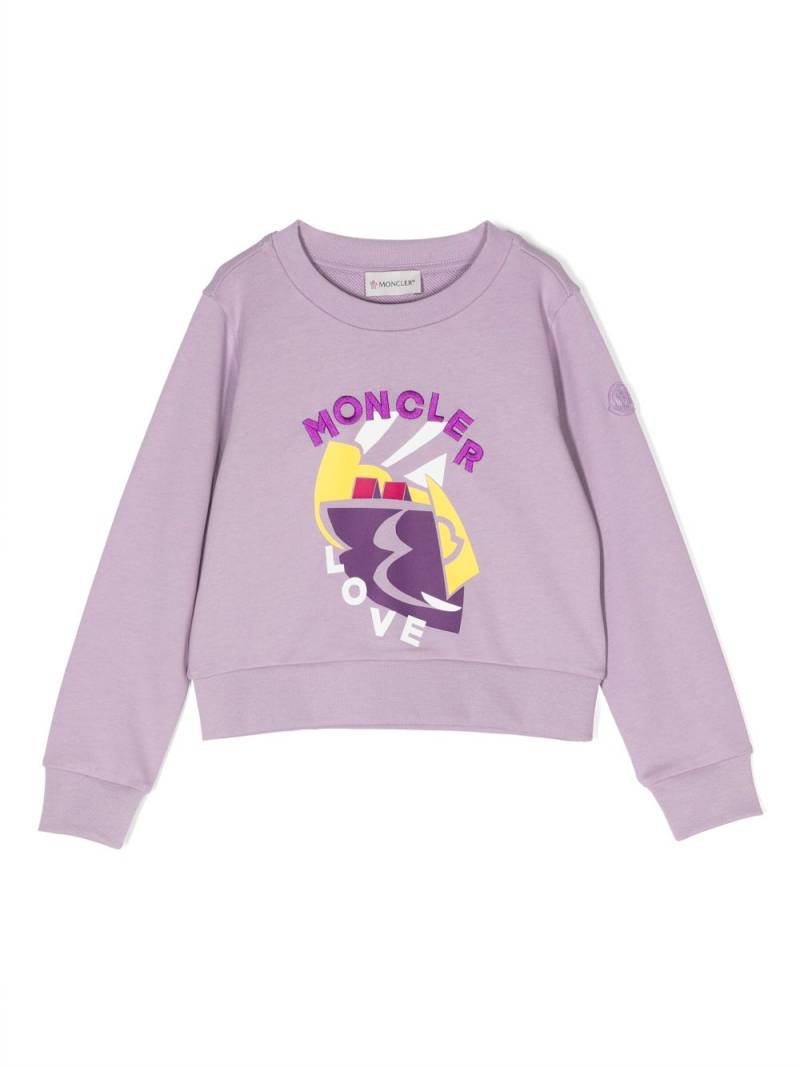 Moncler Enfant logo-detail cotton jumper - Purple von Moncler Enfant