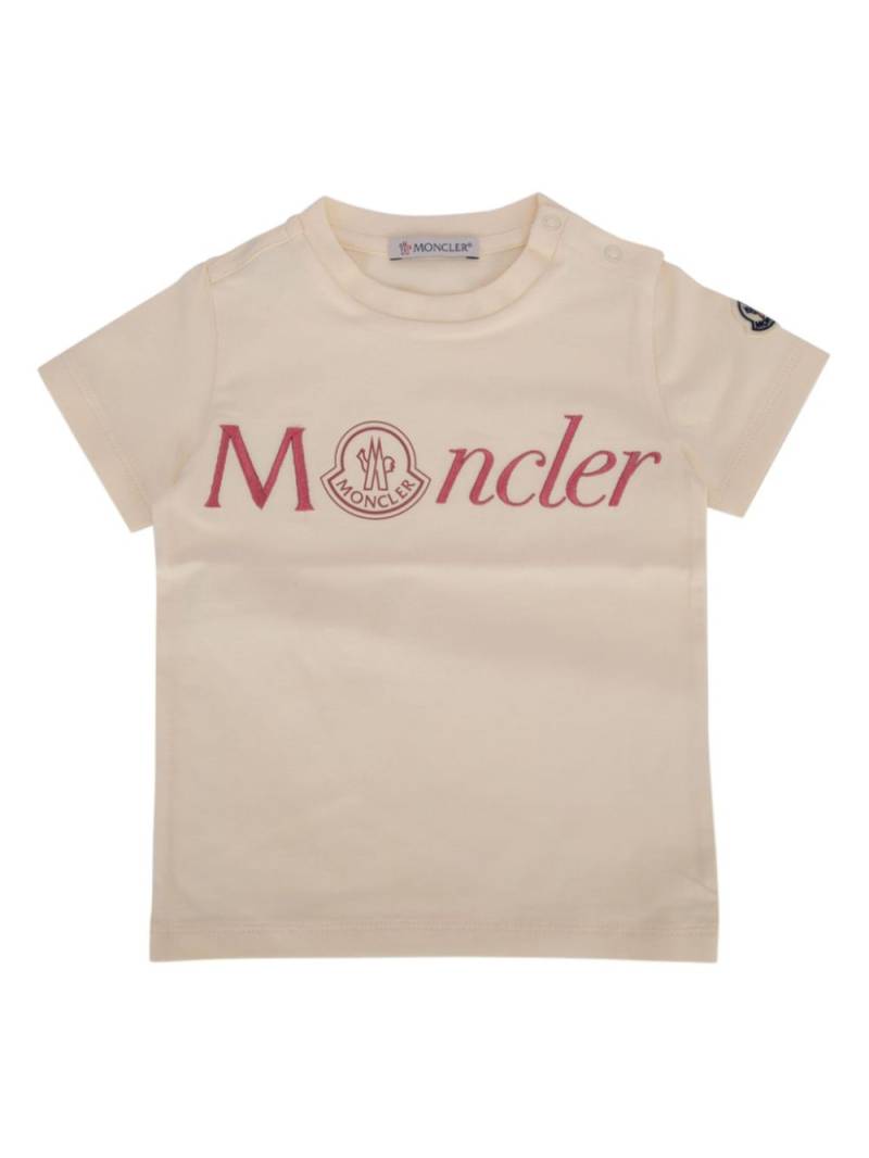 Moncler Enfant logo-embroidered T-shirt - Neutrals von Moncler Enfant