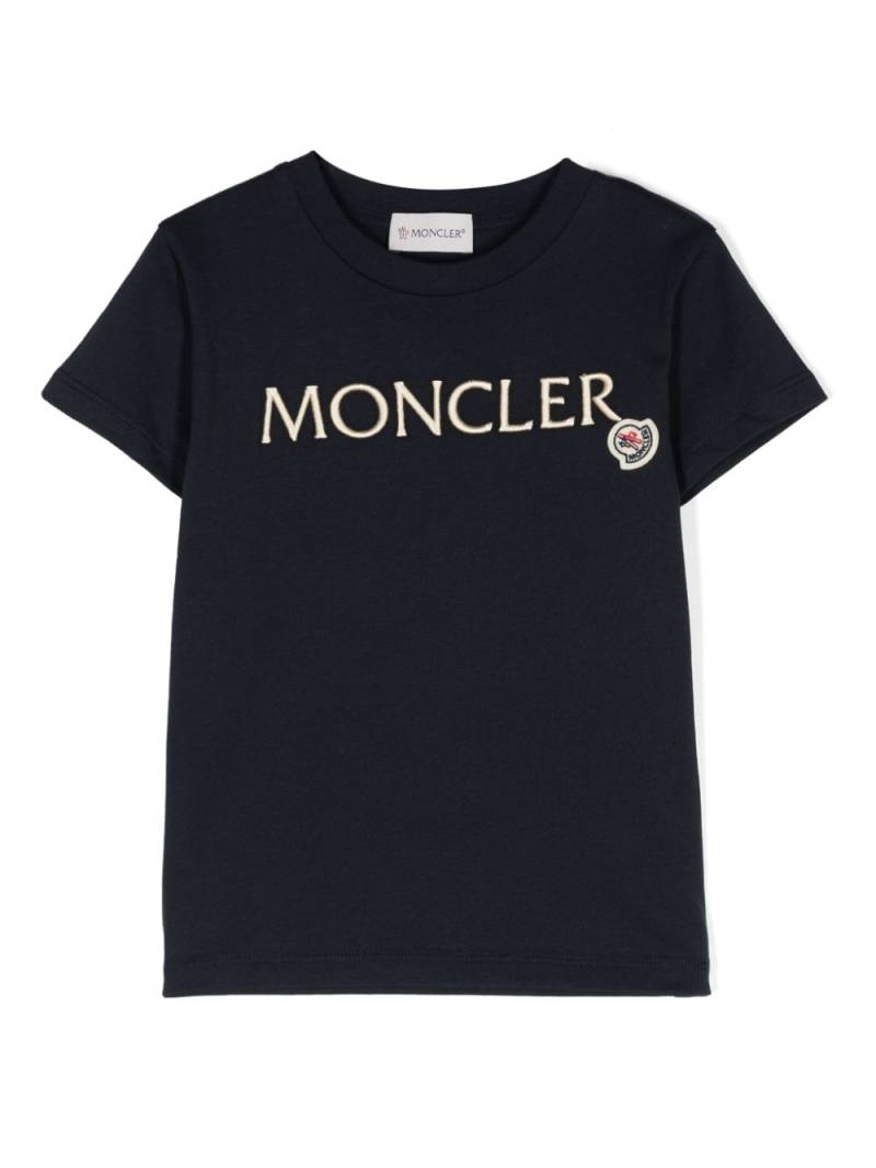 Moncler Enfant logo-embroidered cotton T-shirt - Blue von Moncler Enfant