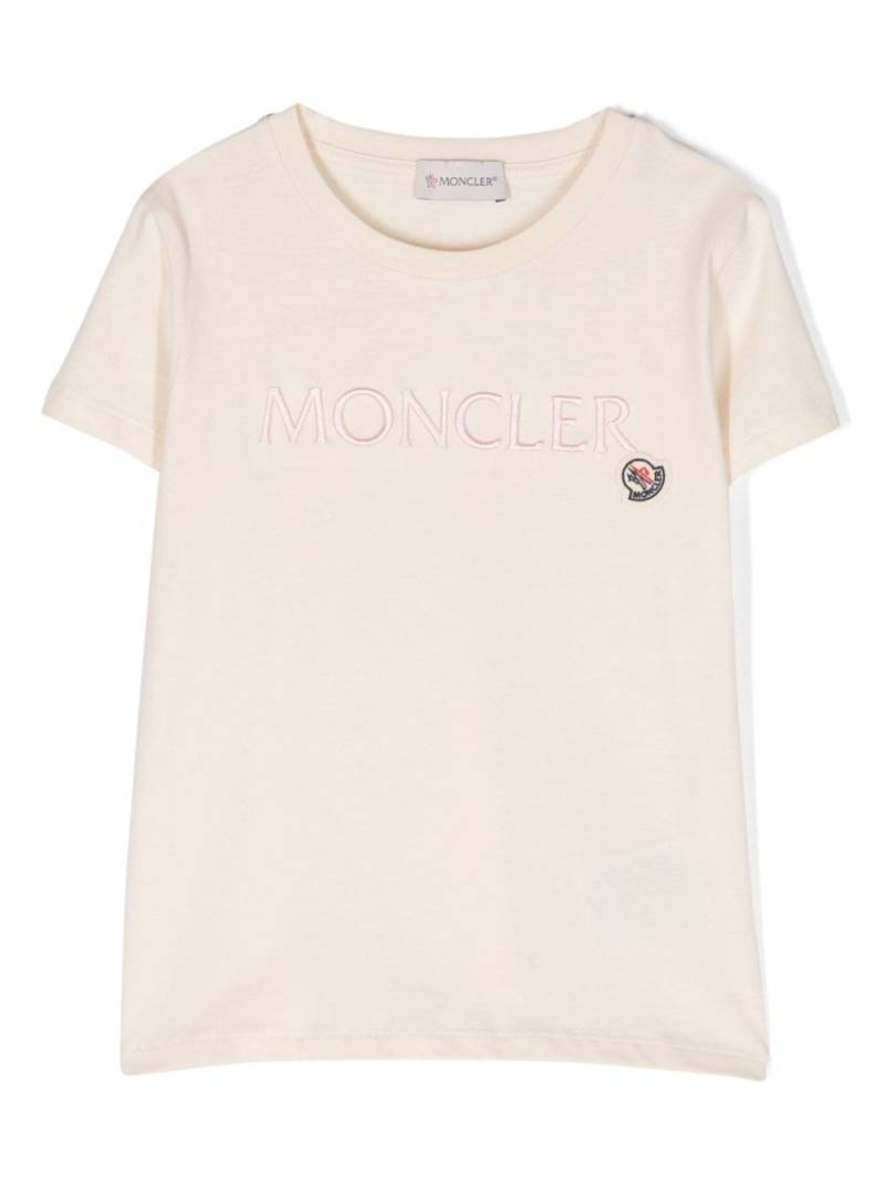 Moncler Enfant logo-embroidered cotton T-shirt - Neutrals von Moncler Enfant