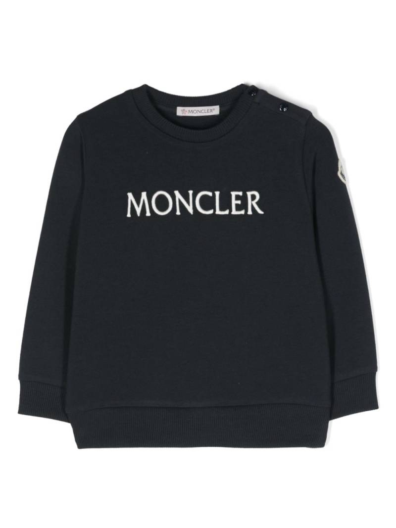 Moncler Enfant logo-embroidered cotton-blend sweatshirt - Blue von Moncler Enfant