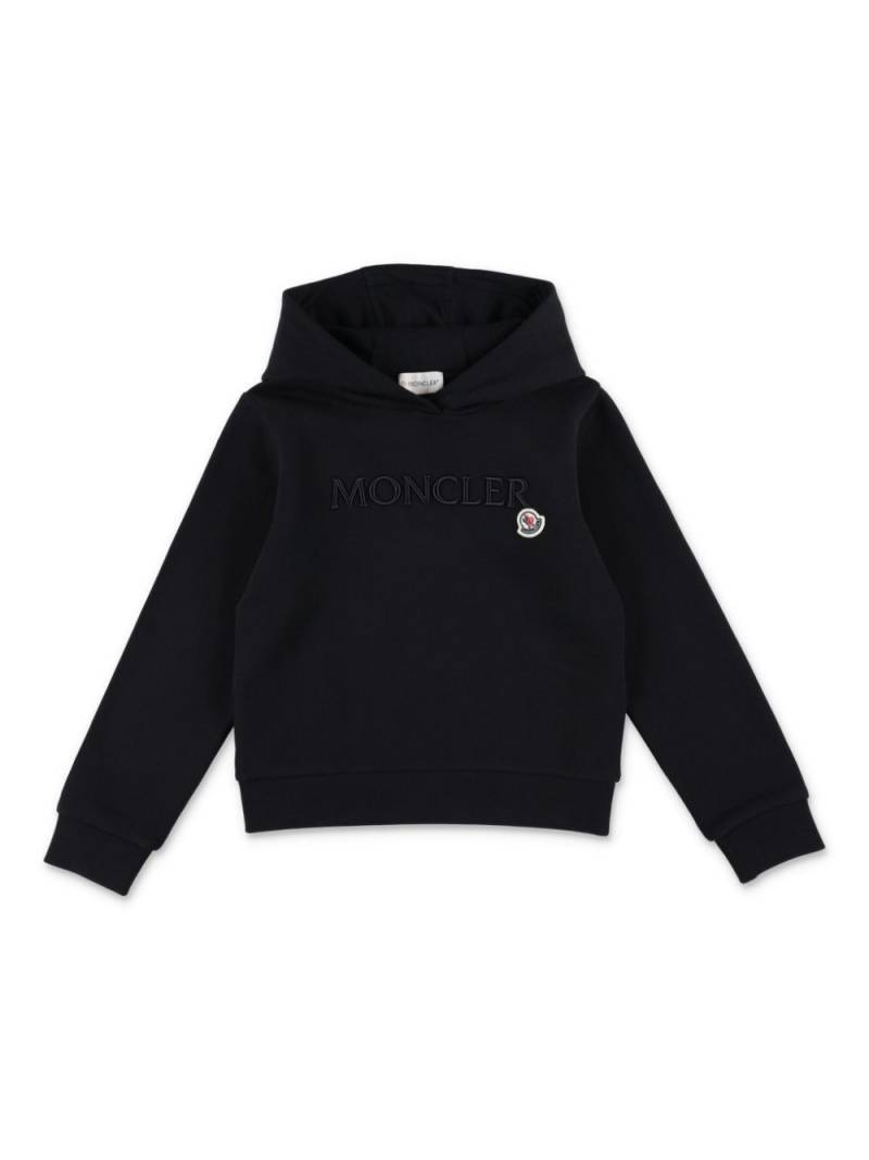 Moncler Enfant logo-embroidered cotton hoodie - Black von Moncler Enfant