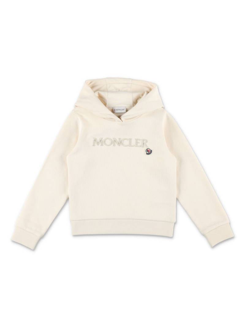 Moncler Enfant logo-embroidered cotton hoodie - White von Moncler Enfant