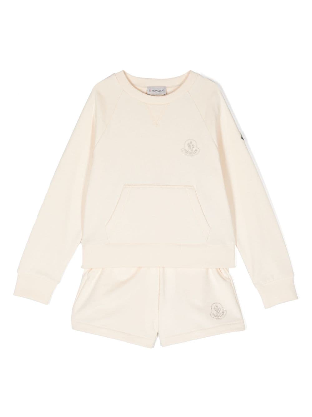 Moncler Enfant logo-embroidered cotton shorts set - Neutrals von Moncler Enfant