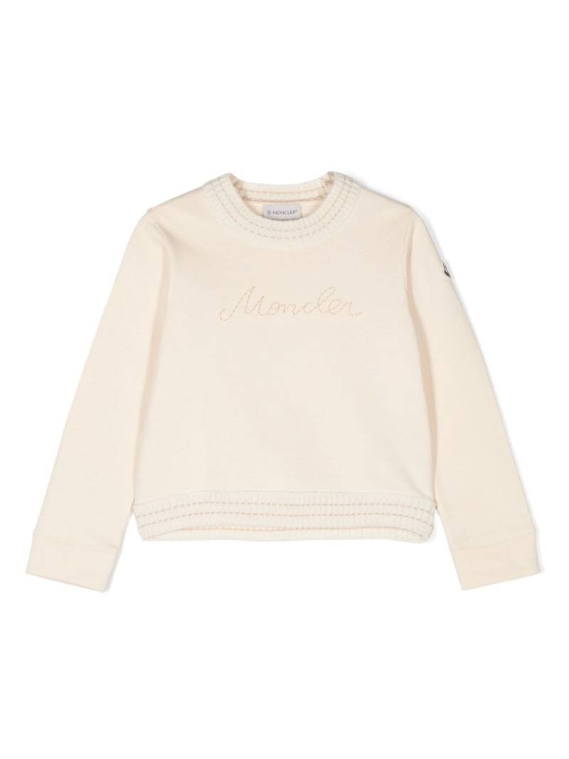 Moncler Enfant logo-embroidered cotton sweatshirt - White von Moncler Enfant