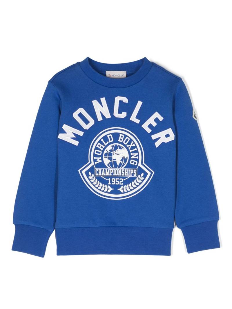 Moncler Enfant logo embroidered crew neck sweatshirt - Blue von Moncler Enfant
