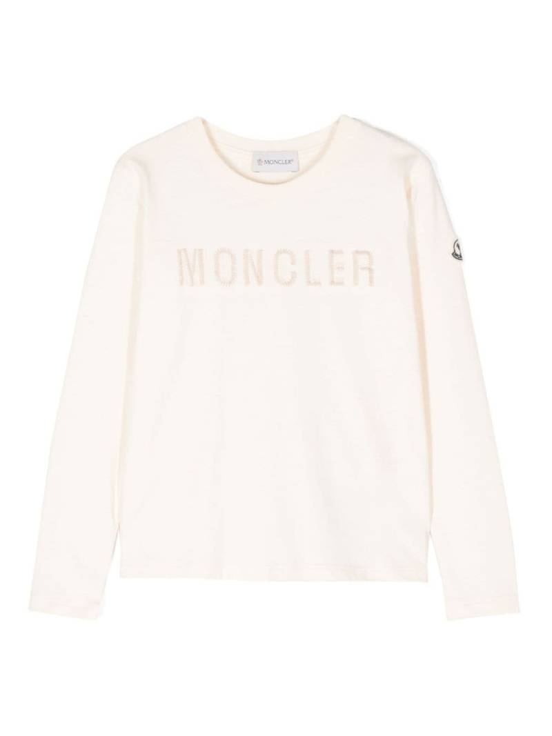 Moncler Enfant logo-embroidered logo-appliqué T-shirt - Neutrals von Moncler Enfant