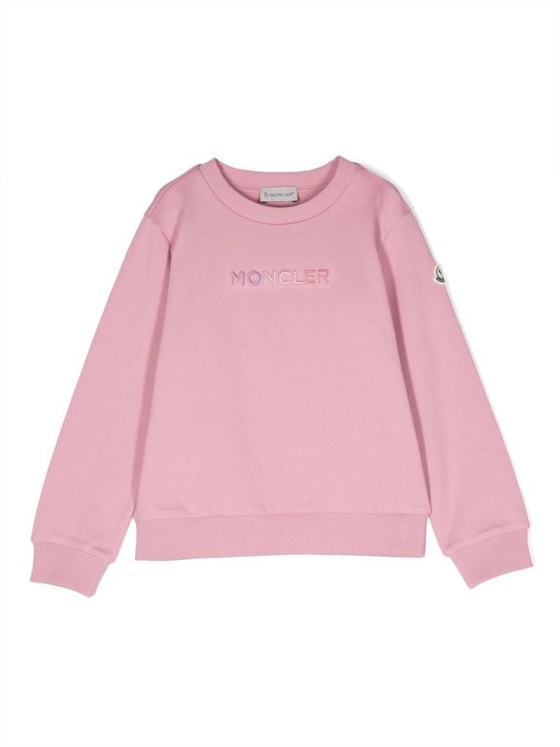 Moncler Enfant logo-embroidered long-sleeve sweatshirt - Pink von Moncler Enfant