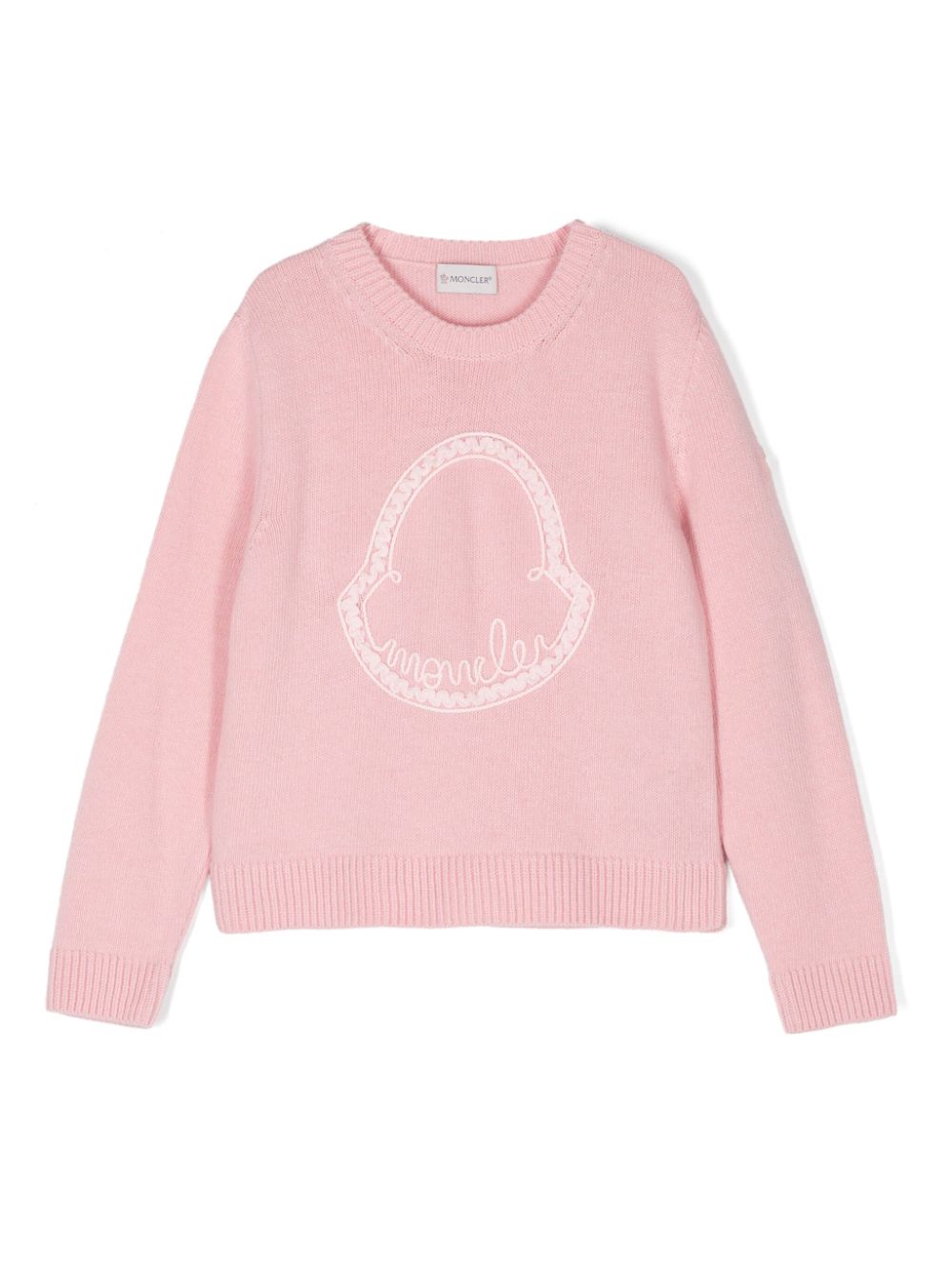 Moncler Enfant logo-embroidered virgin wool-cashmere blend jumper - Pink von Moncler Enfant