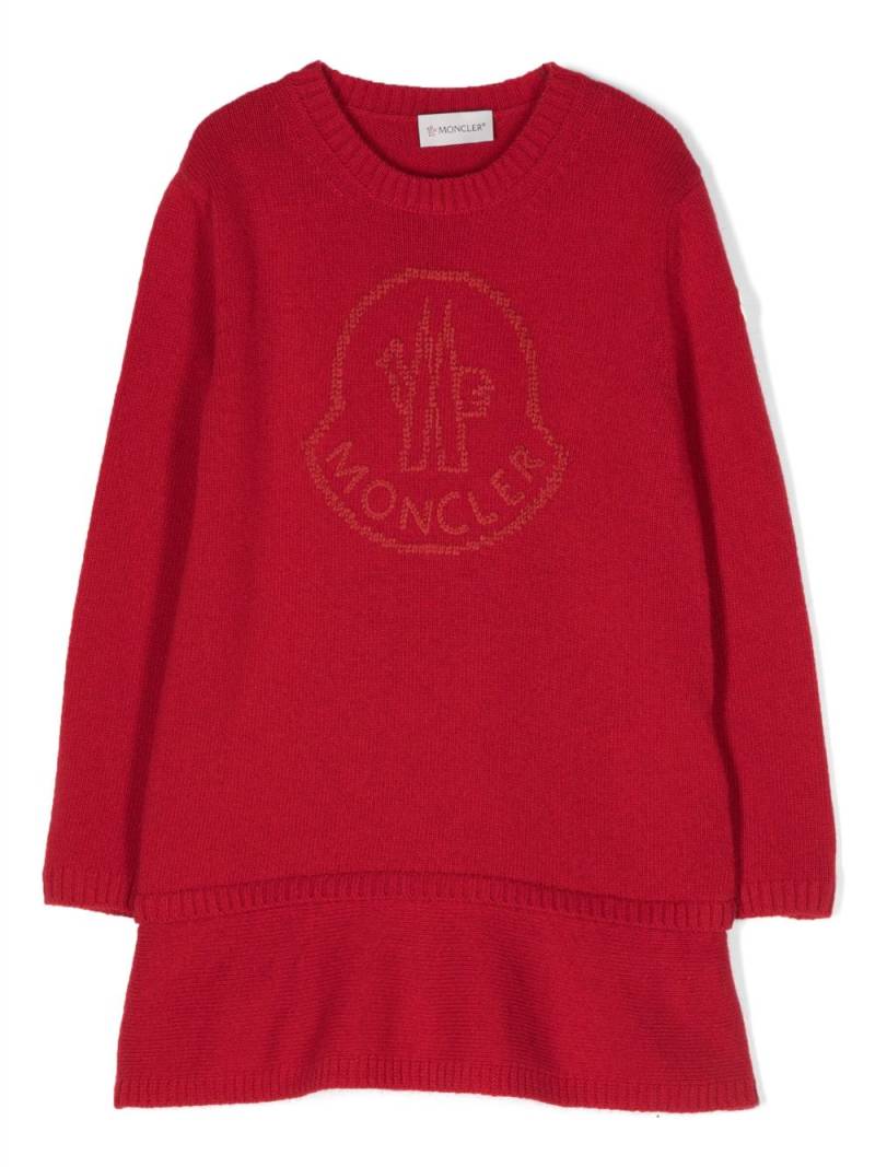 Moncler Enfant logo-embroidered virgin-wool knitted dress von Moncler Enfant