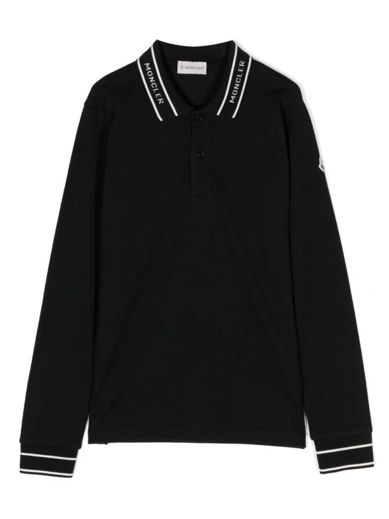 Moncler Enfant logo-intarsia cotton polo shirt - Black von Moncler Enfant