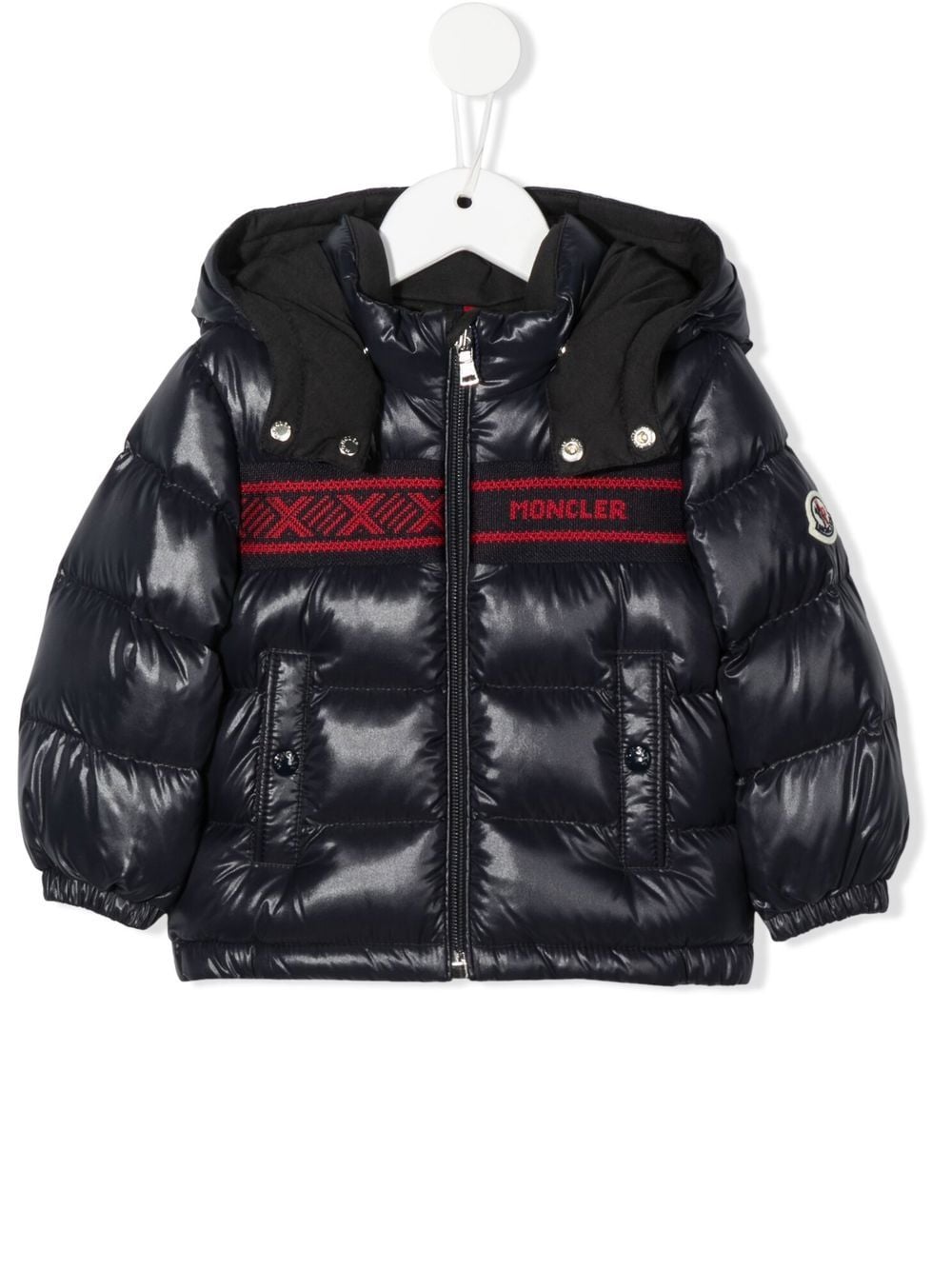 Moncler Enfant logo knit-panel padded jacket - Blue von Moncler Enfant