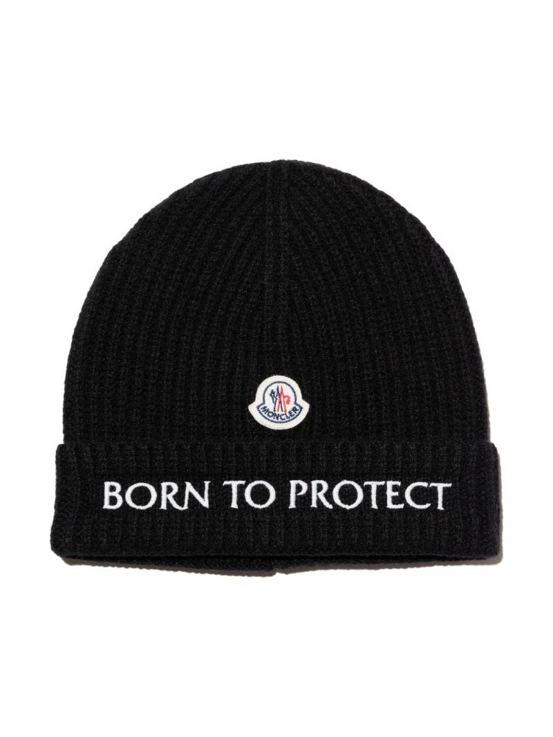 Moncler Enfant logo-patch beanie - Black von Moncler Enfant