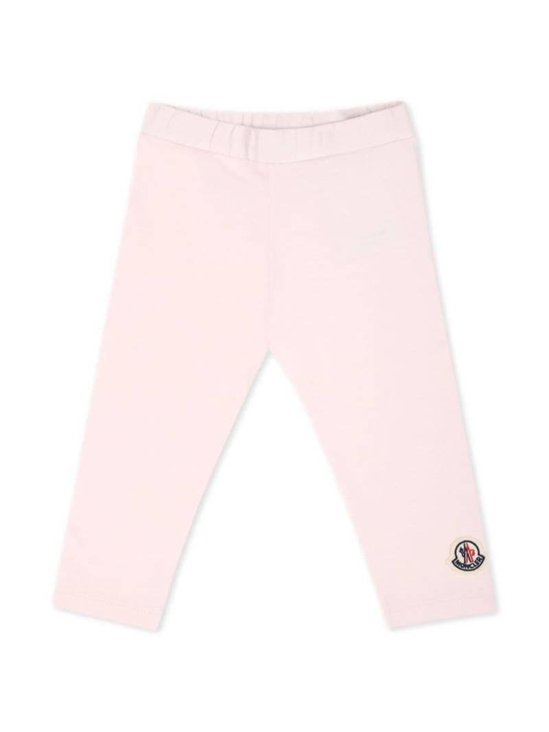 Moncler Enfant logo patch cotton blend leggings - Pink von Moncler Enfant