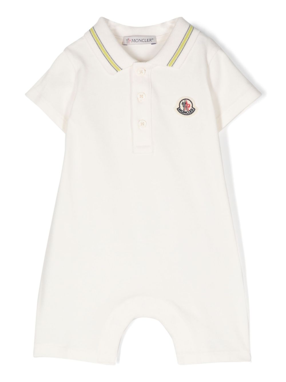 Moncler Enfant logo-patch cotton-blend romper - Neutrals von Moncler Enfant