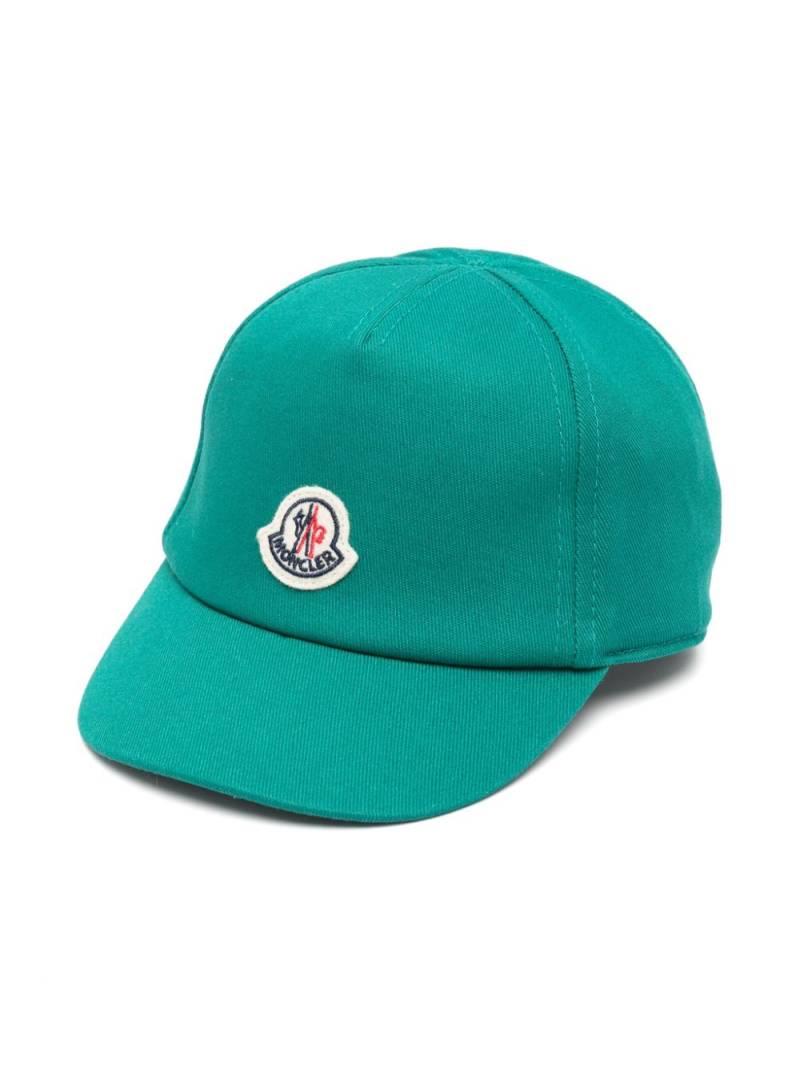 Moncler Enfant logo-patch cotton cap - Green von Moncler Enfant