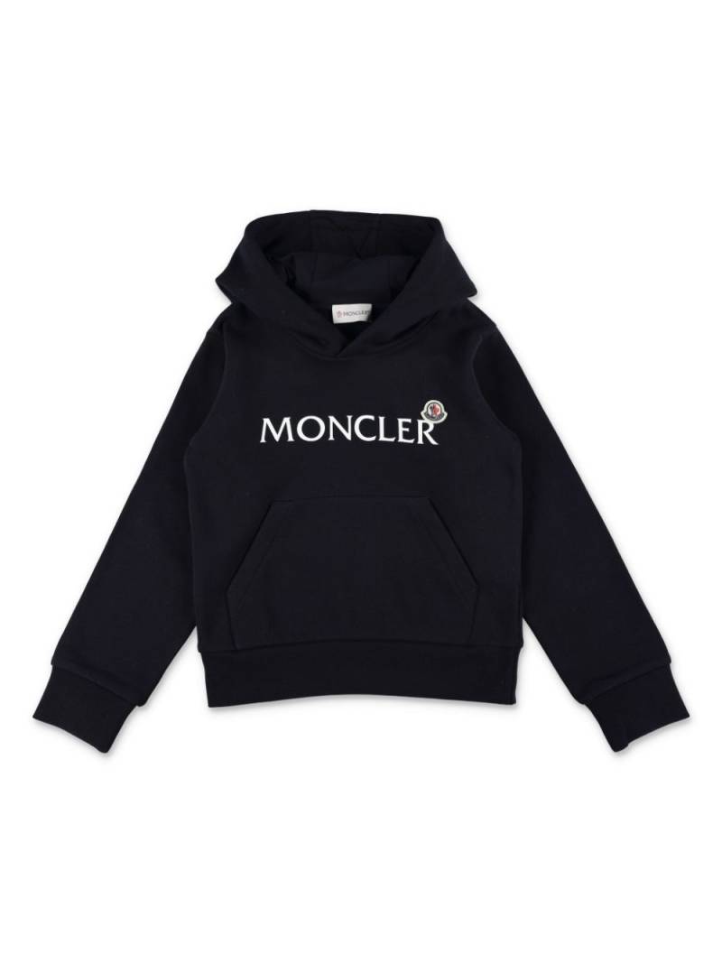 Moncler Enfant logo-patch cotton hoodie - Blue von Moncler Enfant