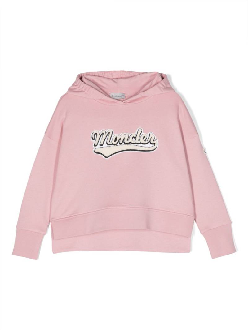 Moncler Enfant logo-patch cotton hoodie - Pink von Moncler Enfant