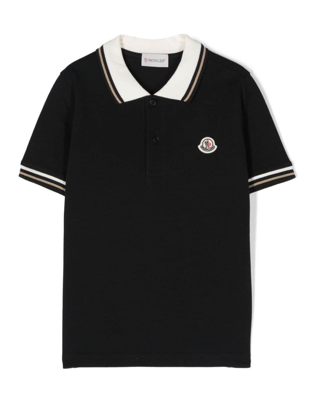 Moncler Enfant logo-patch cotton polo shirt - Black von Moncler Enfant