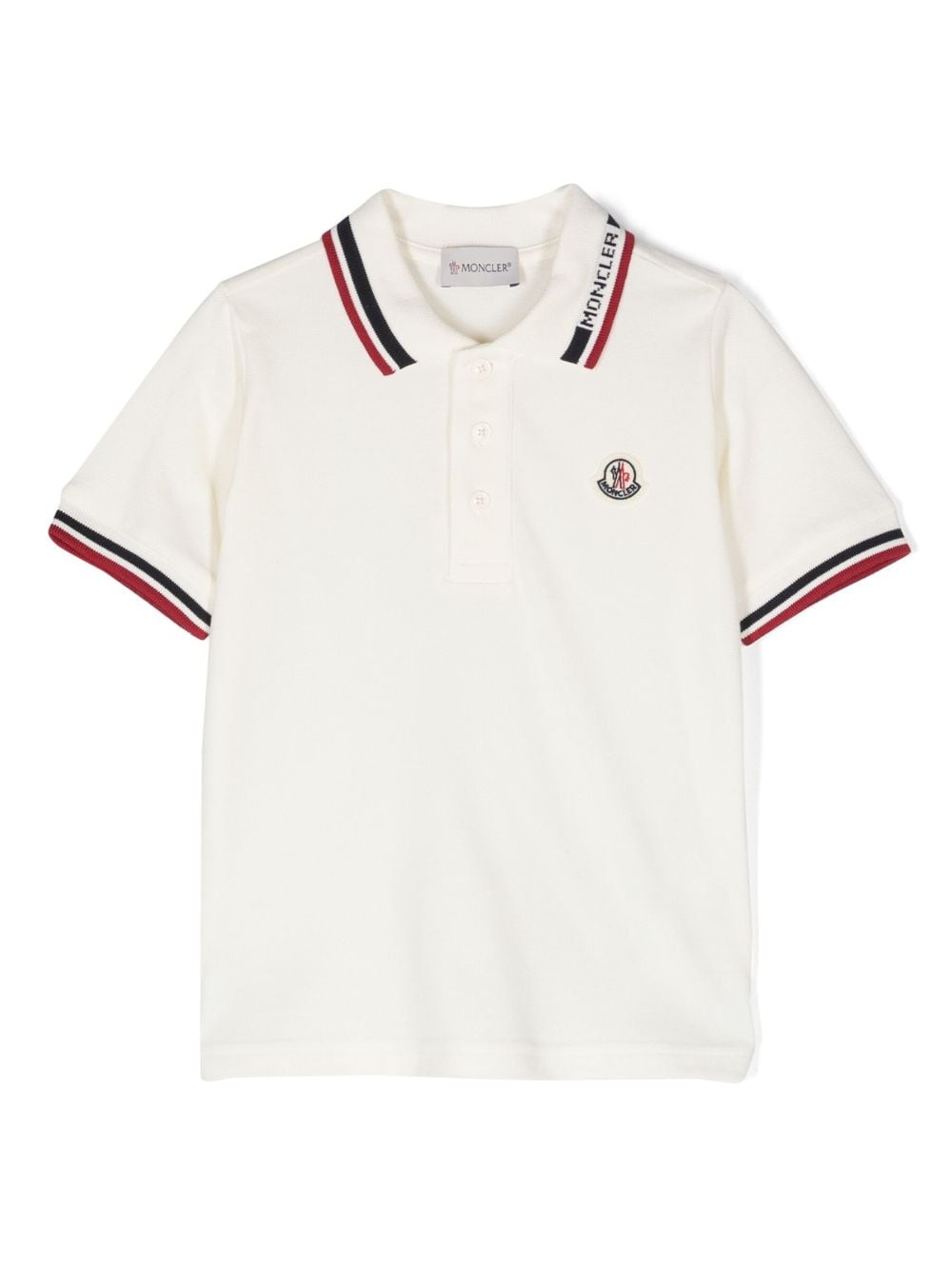 Moncler Enfant logo-patch cotton polo shirt - White von Moncler Enfant