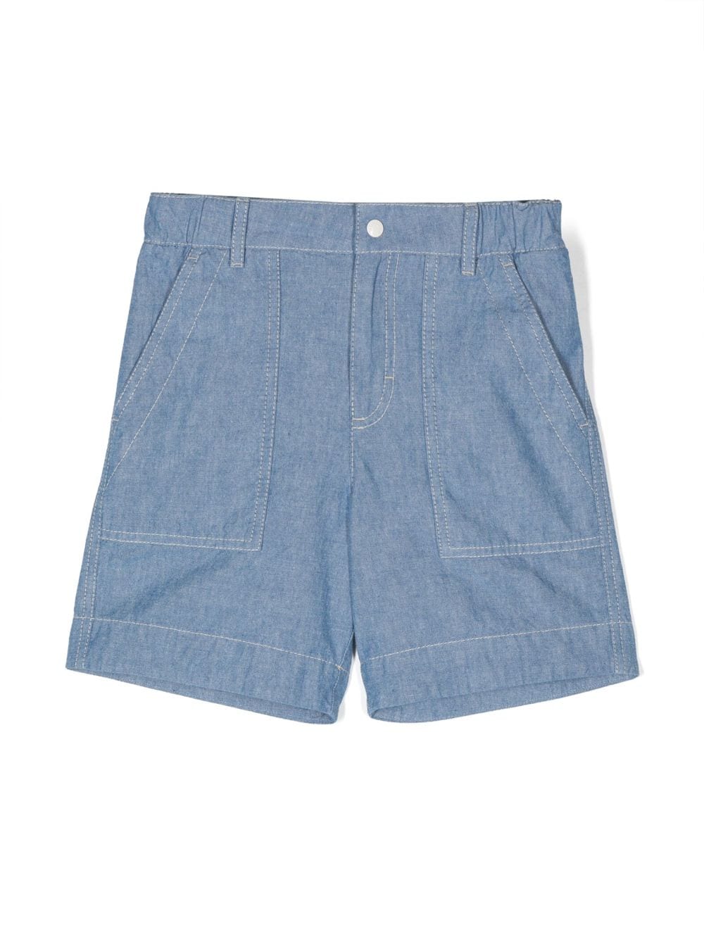 Moncler Enfant logo-patch cotton shorts - Blue von Moncler Enfant