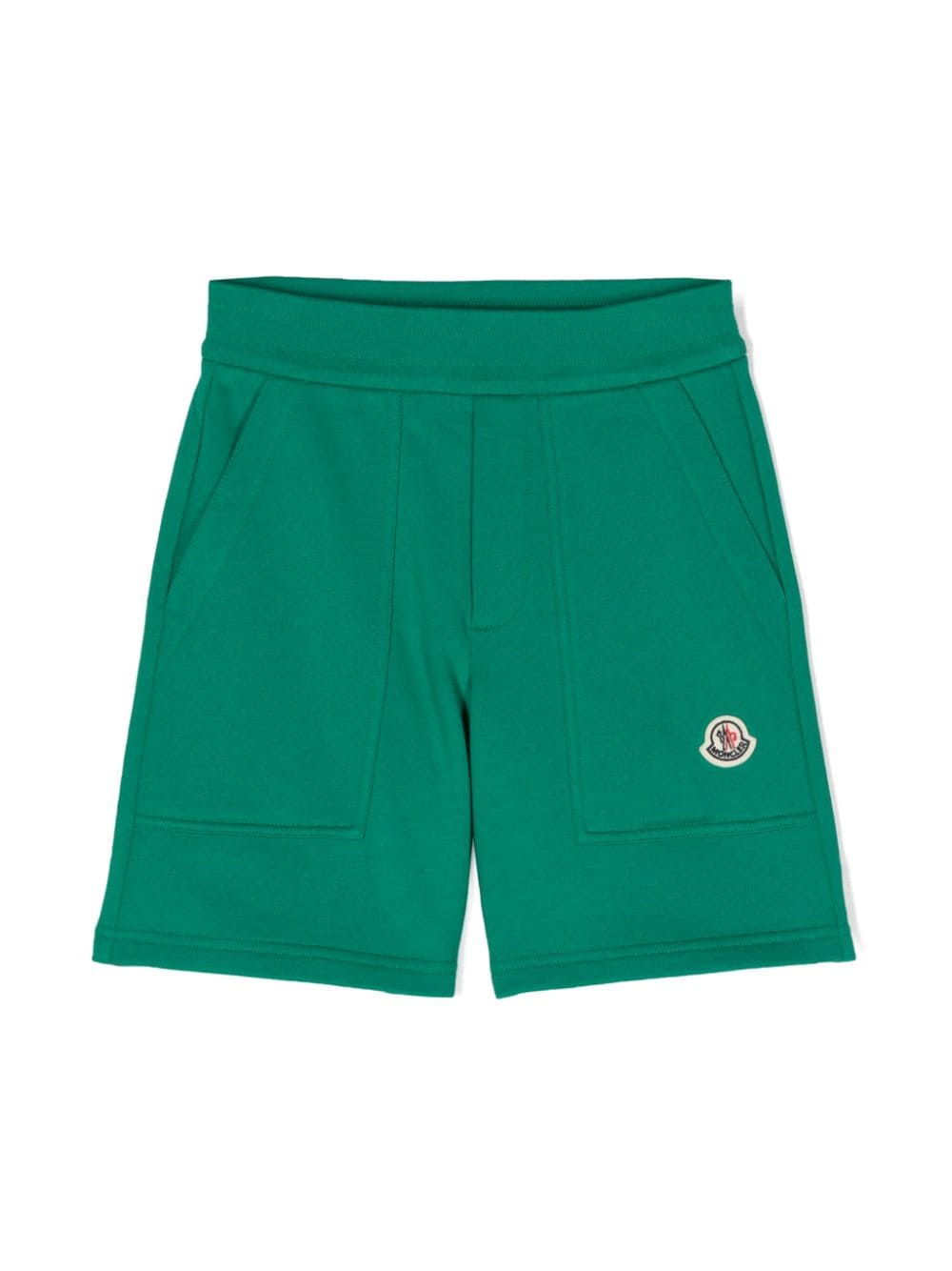 Moncler Enfant logo-patch cotton shorts - Green von Moncler Enfant