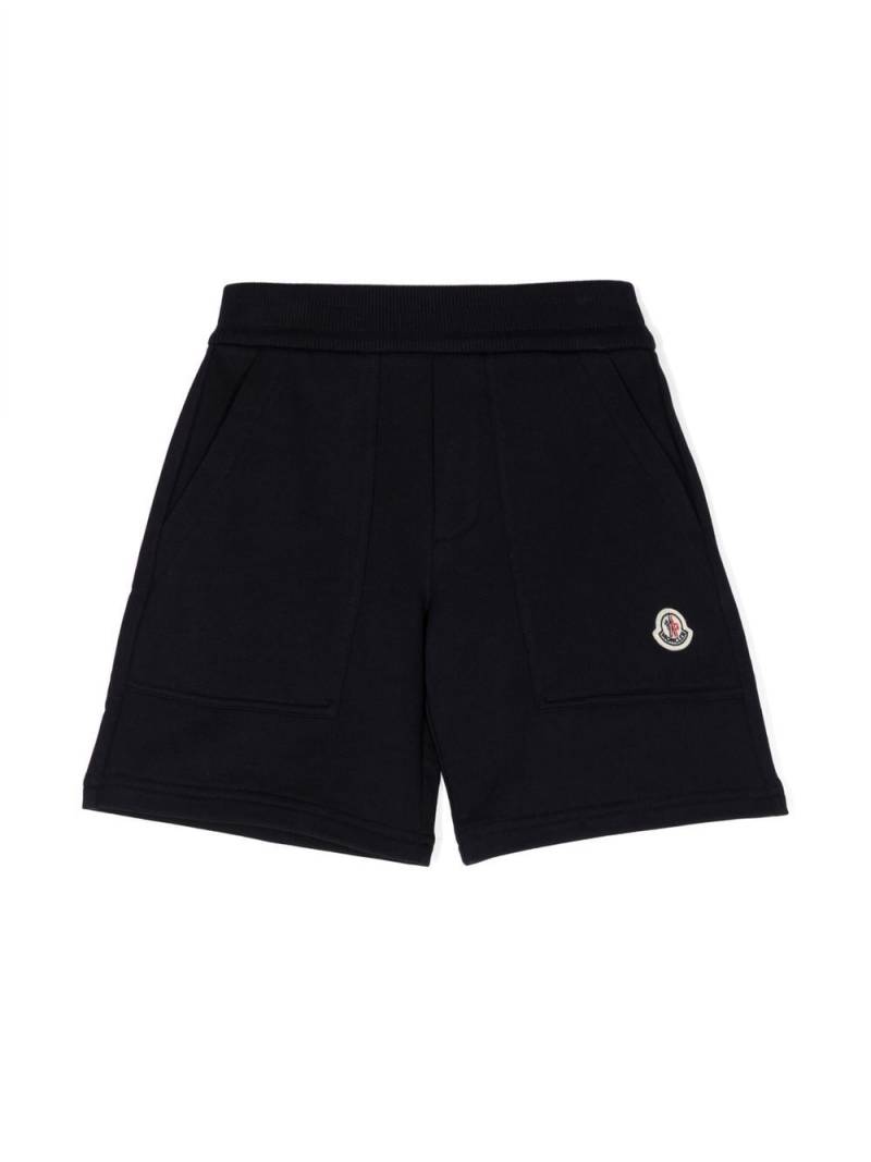 Moncler Enfant logo-patch cotton shorts - Blue von Moncler Enfant