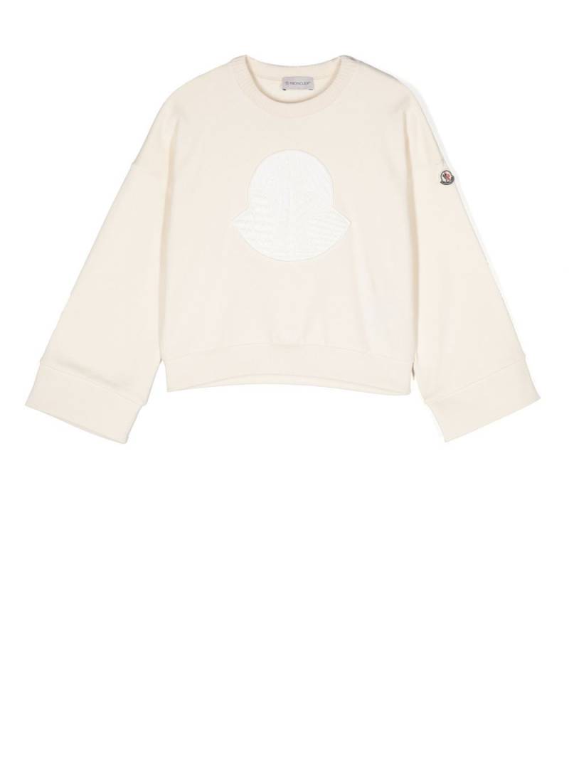 Moncler Enfant logo-patch cotton sweatshirt - Neutrals von Moncler Enfant