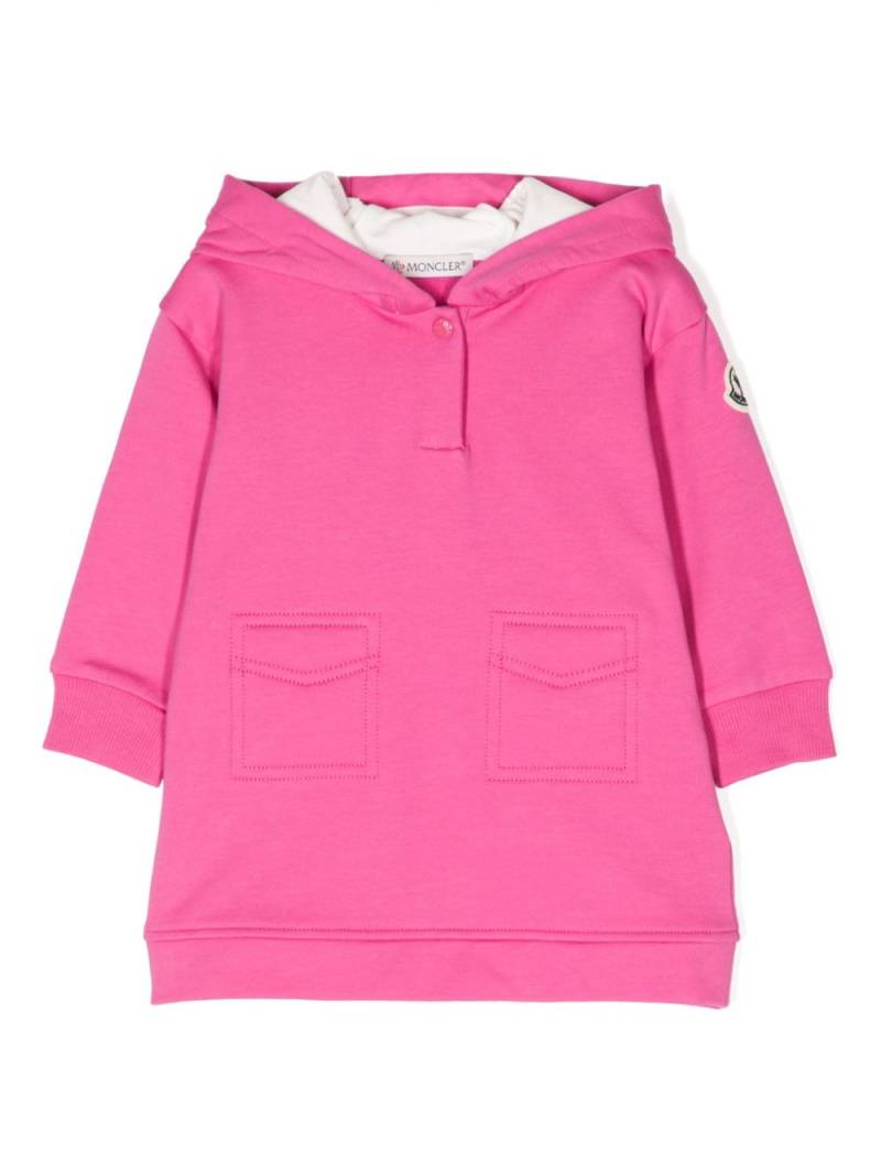 Moncler Enfant logo-patch hooded dress - Pink von Moncler Enfant