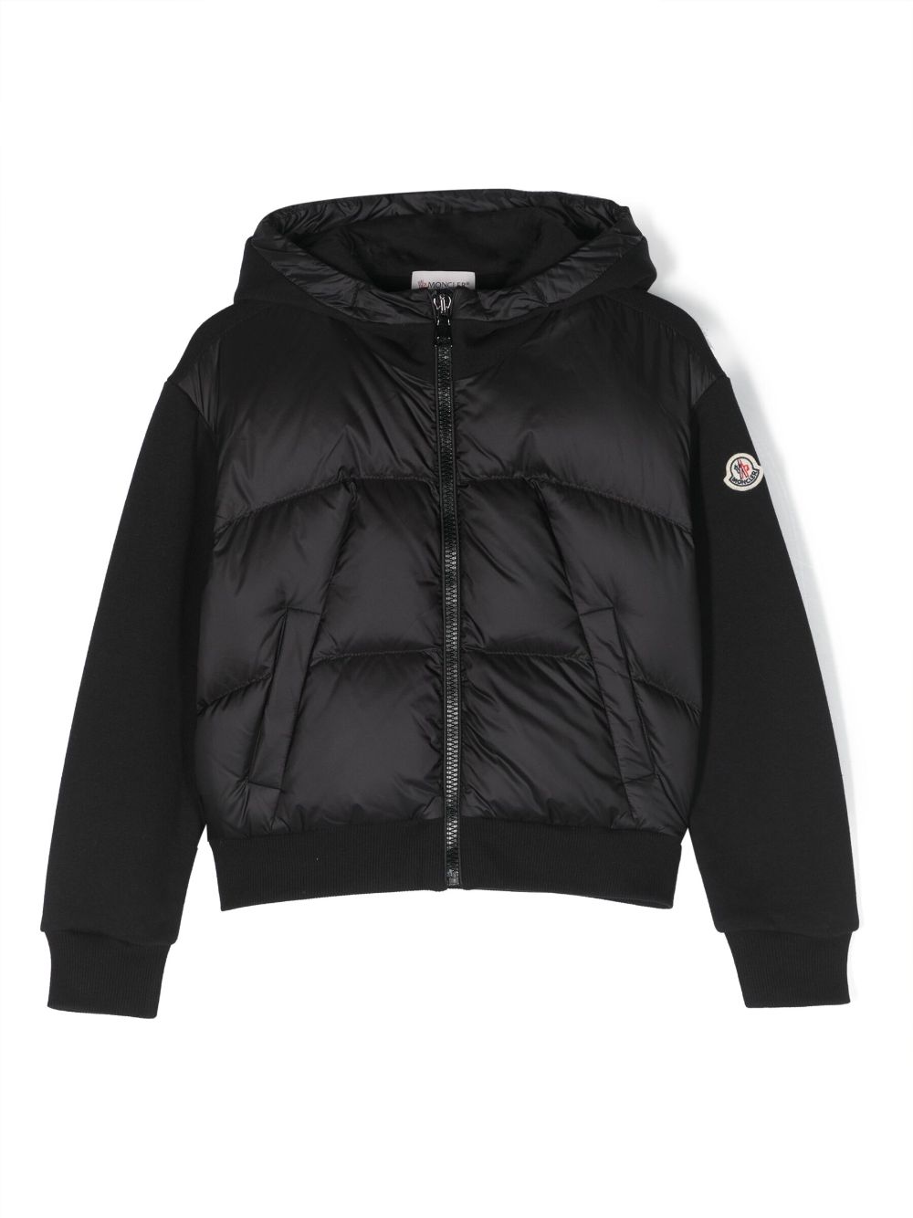 Moncler Enfant logo-patch hooded padded jacket - Black von Moncler Enfant