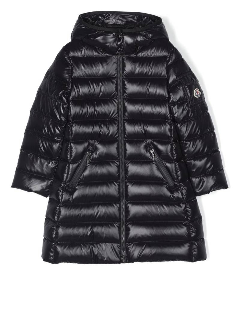 Moncler Enfant logo-patch long puffer-jacket - Black von Moncler Enfant