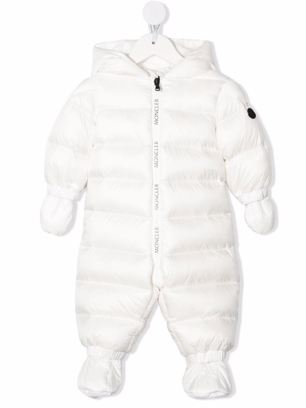 Moncler Enfant logo-patch padded babygrow - White von Moncler Enfant