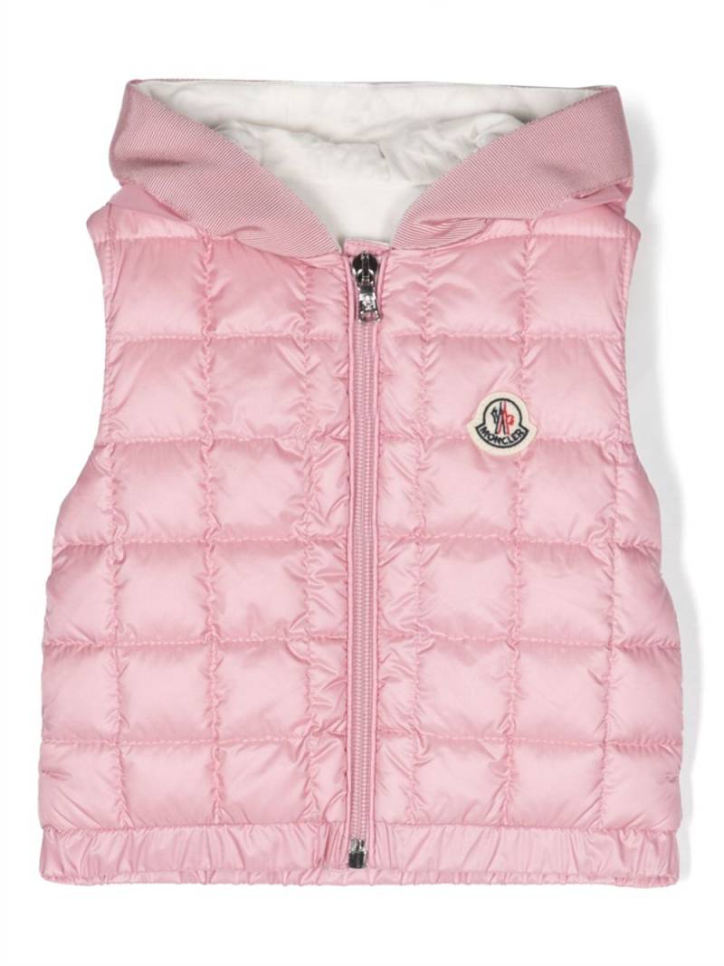 Moncler Enfant logo-patch padded gilet - Pink von Moncler Enfant