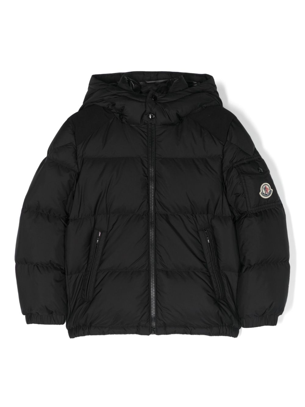 Moncler Enfant logo-patch padded hooded jacket - Black von Moncler Enfant