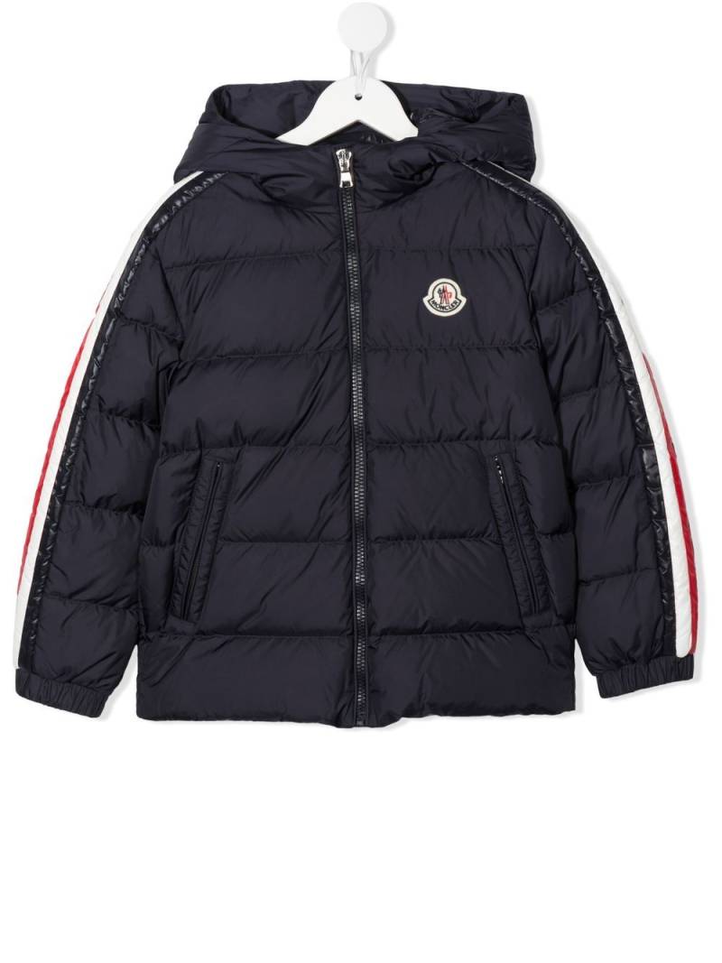 Moncler Enfant logo-patch padded hooded jacket - Blue von Moncler Enfant