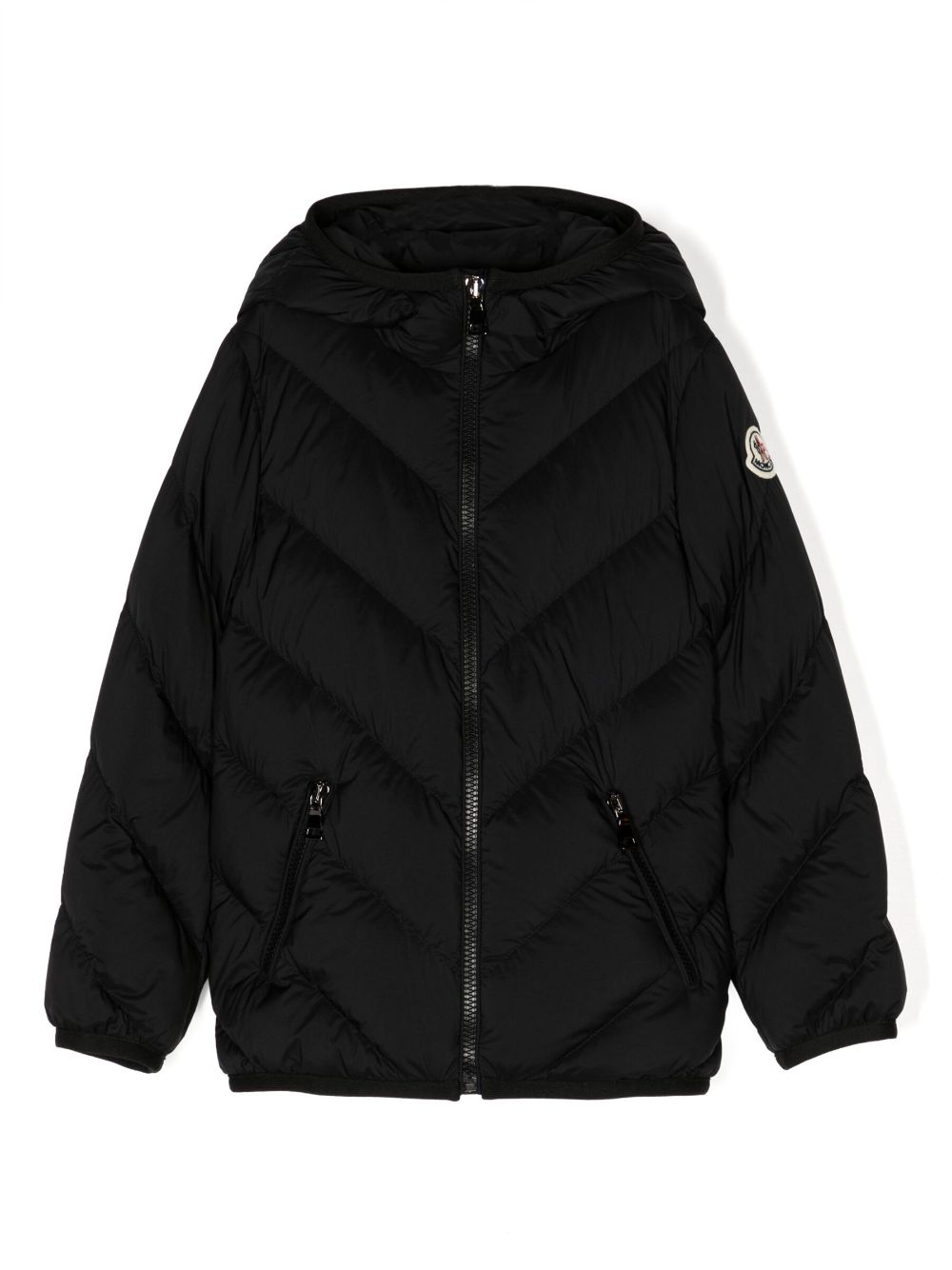 Moncler Enfant logo-patch padded jacket - Black von Moncler Enfant