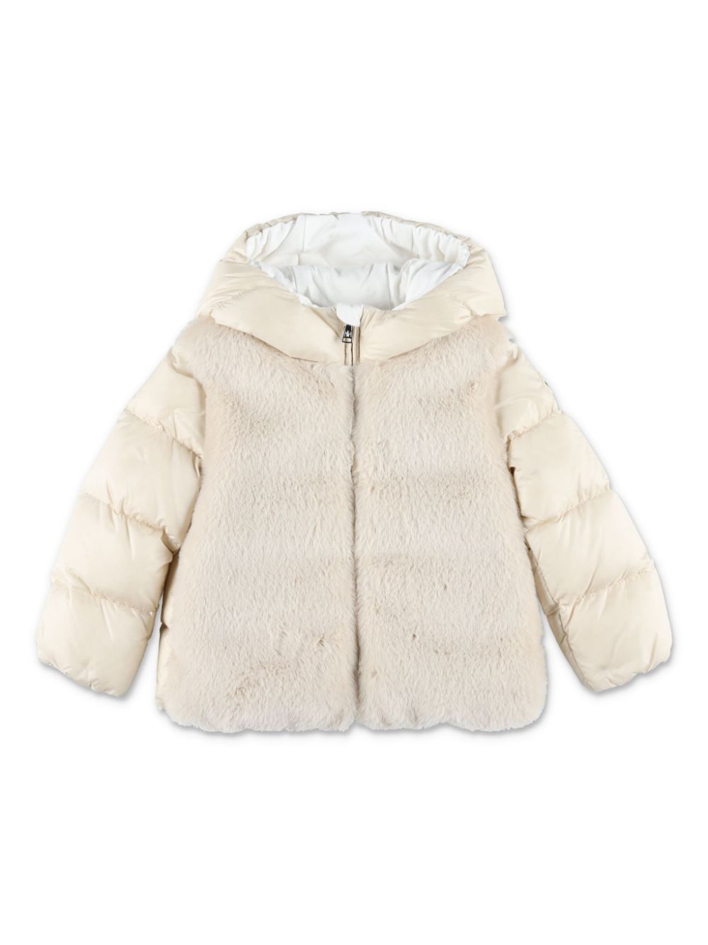 Moncler Enfant logo-patch padded jacket - Neutrals von Moncler Enfant