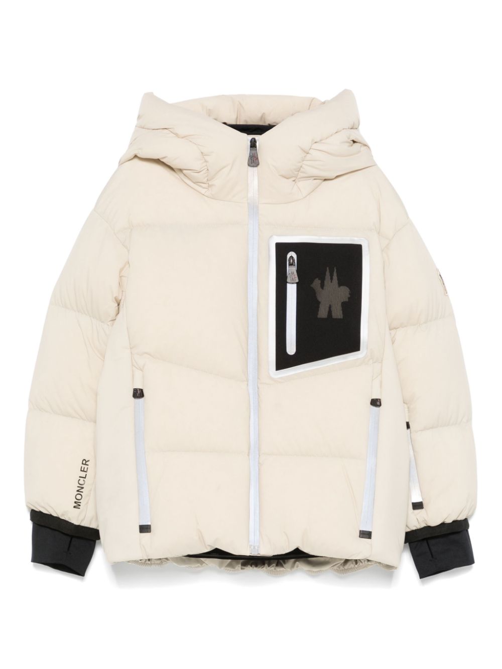 Moncler Enfant logo-patch padded jacket - Neutrals von Moncler Enfant